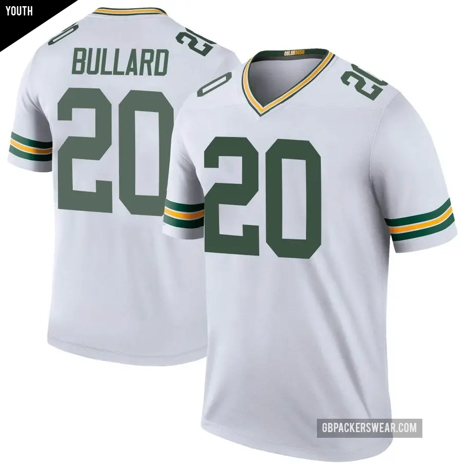 Youth Green Bay Packers ＃20 Javon Bullard White Legend Color Rush Jersey