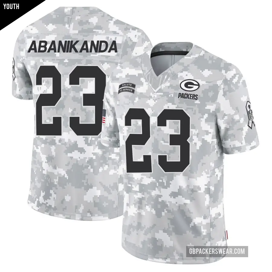 Youth Green Bay Packers ＃23 Israel Abanikanda Arctic Camo Limited 2024 Salute to Service Jersey