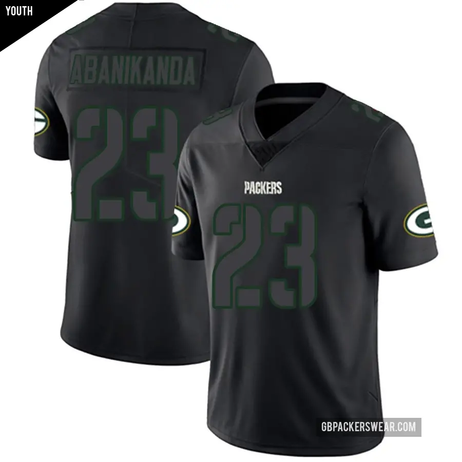 Youth Green Bay Packers ＃23 Israel Abanikanda Black Impact Limited Jersey