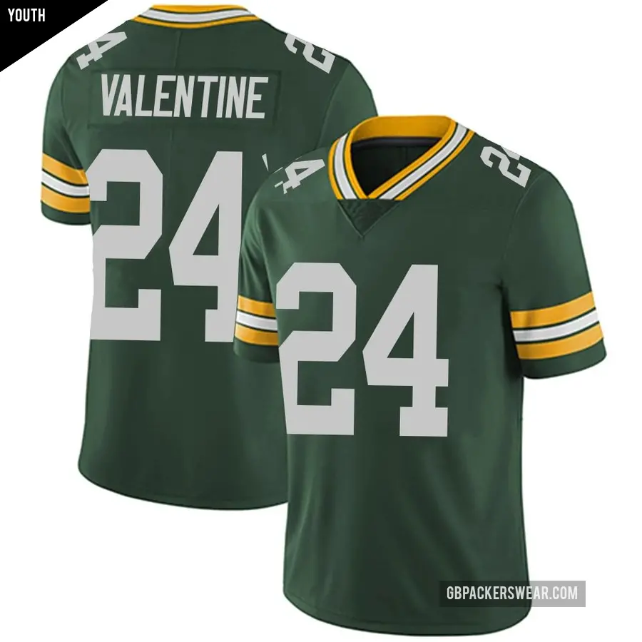 Youth Green Bay Packers ＃24 Carrington Valentine Green Limited Team Color Vapor Untouchable Jersey