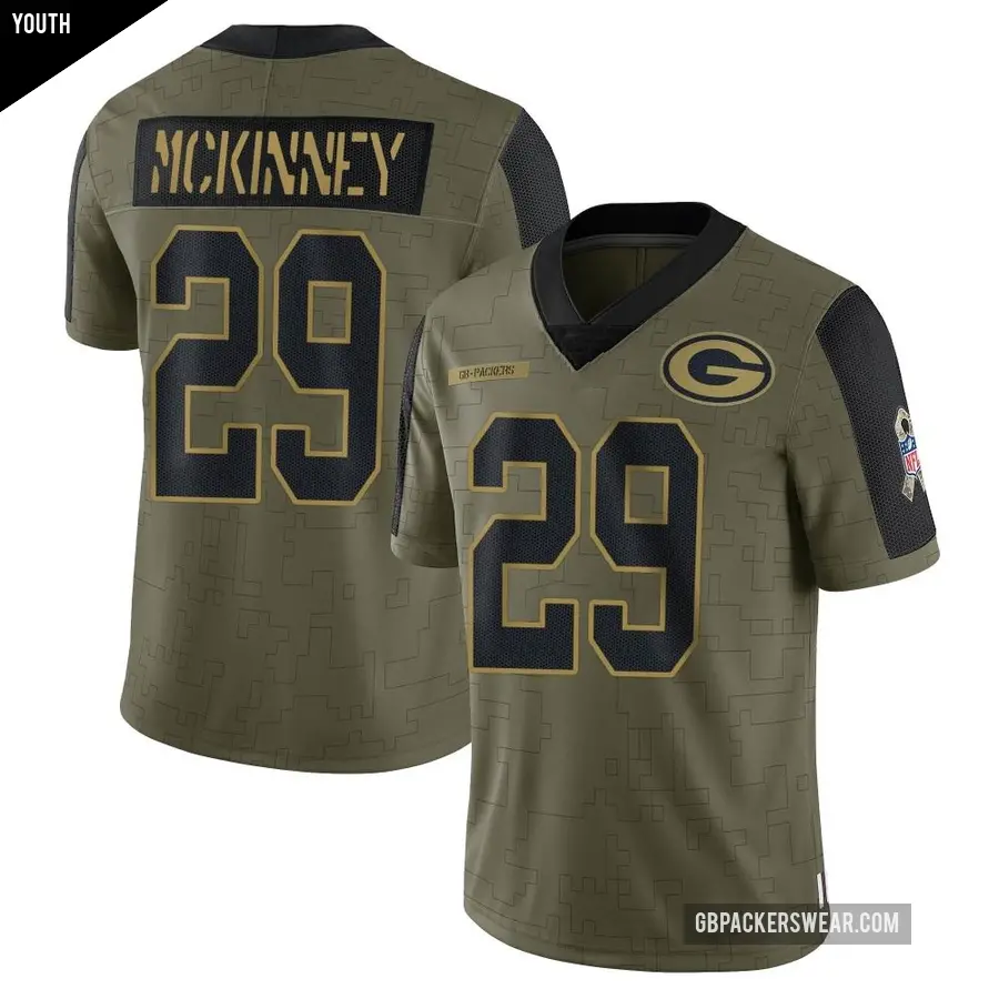 Youth Green Bay Packers ＃29 Xavier McKinney Olive Limited 2021 Salute To Service Jersey