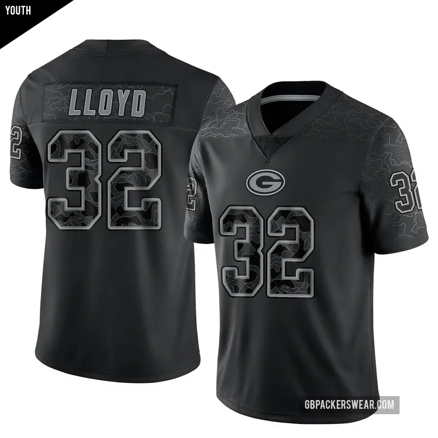 Youth Green Bay Packers ＃32 MarShawn Lloyd Black Limited Reflective Jersey