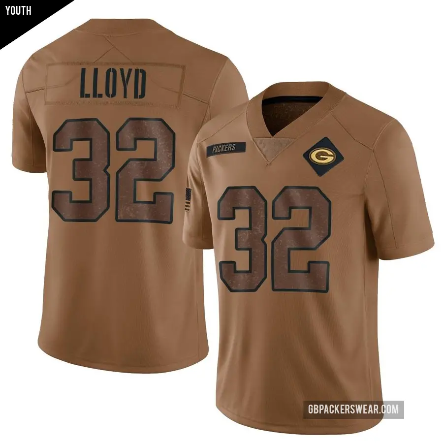 Youth Green Bay Packers ＃32 MarShawn Lloyd Brown Limited 2023 Salute To Service Jersey