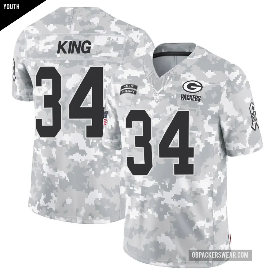 Youth Green Bay Packers ＃34 Kalen King Arctic Camo Limited 2024 Salute to Service Jersey