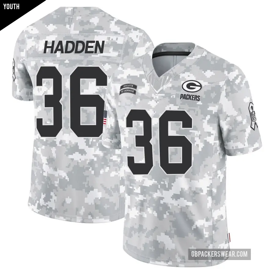 Youth Green Bay Packers ＃36 Kamal Hadden Arctic Camo Limited 2024 Salute to Service Jersey