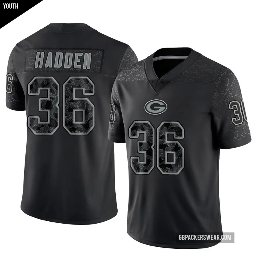 Youth Green Bay Packers ＃36 Kamal Hadden Black Limited Reflective Jersey