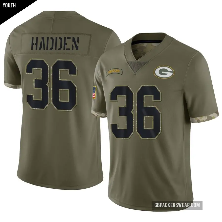Youth Green Bay Packers ＃36 Kamal Hadden Olive Limited 2022 Salute To Service Jersey