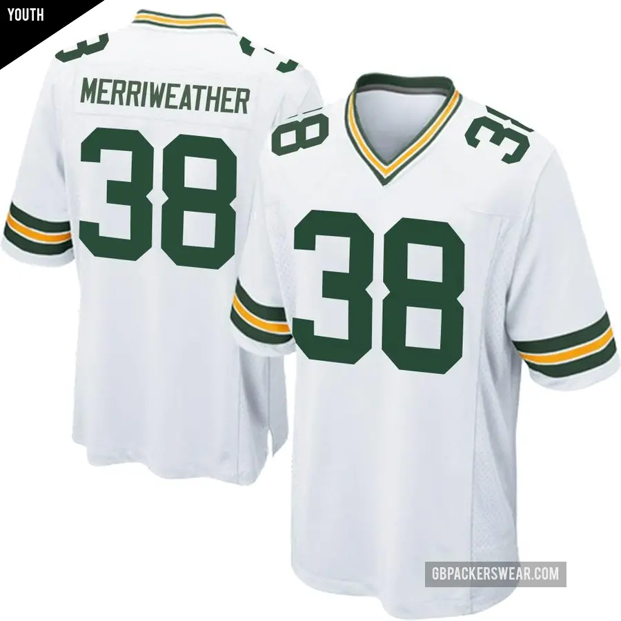 Youth Green Bay Packers ＃38 Ellis Merriweather White Game Jersey