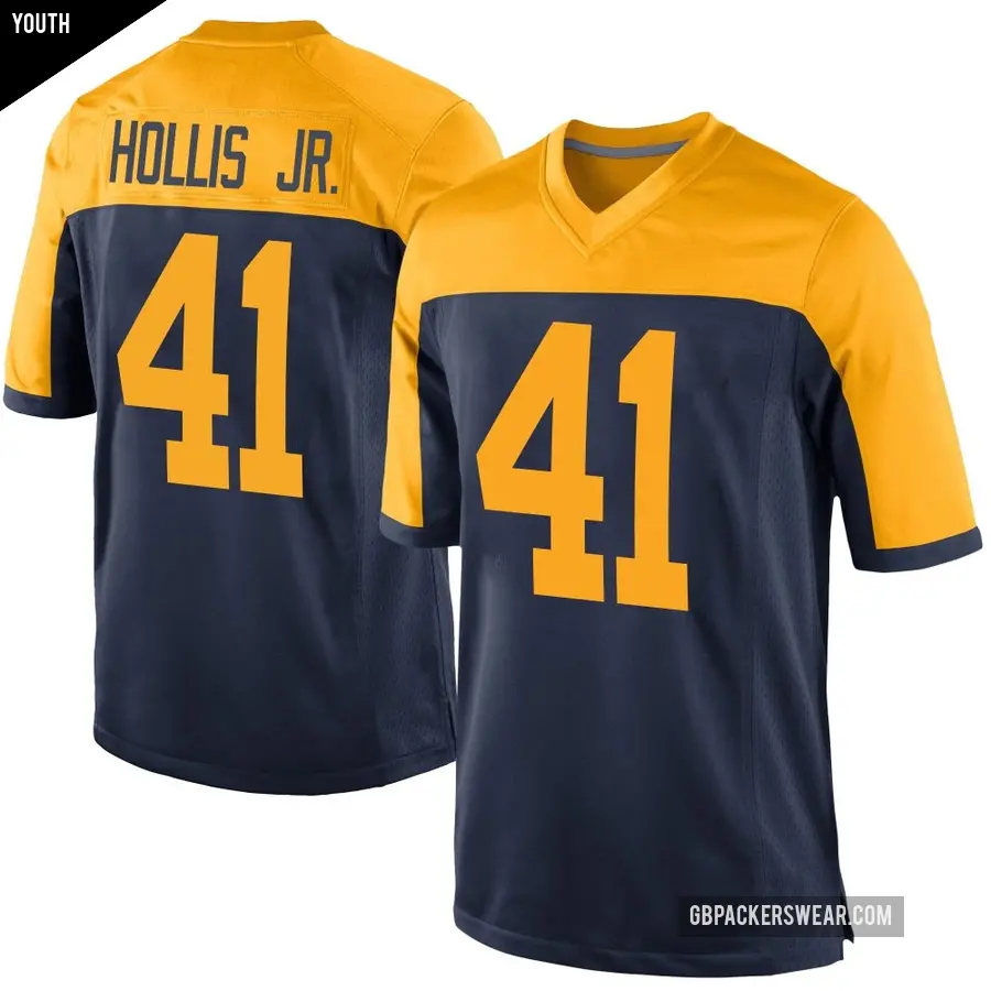 Youth Green Bay Packers ＃41 Garnett Hollis Jr. Navy Game Alternate Jersey