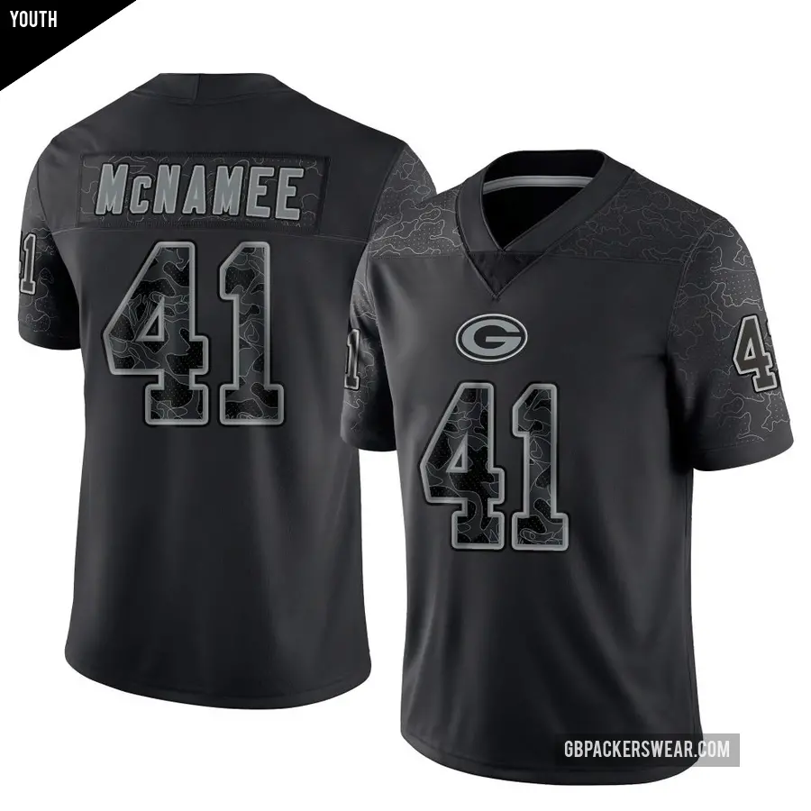 Youth Green Bay Packers ＃41 Mark McNamee Black Limited Reflective Jersey