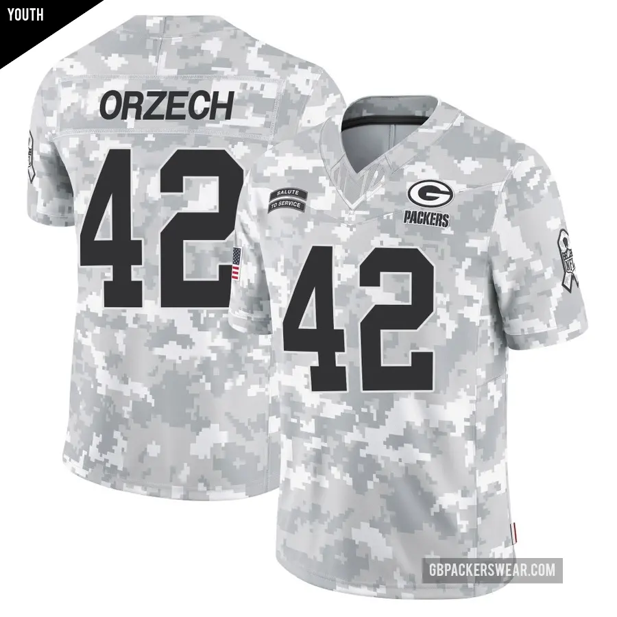 Youth Green Bay Packers ＃42 Matt Orzech Arctic Camo Limited 2024 Salute to Service Jersey