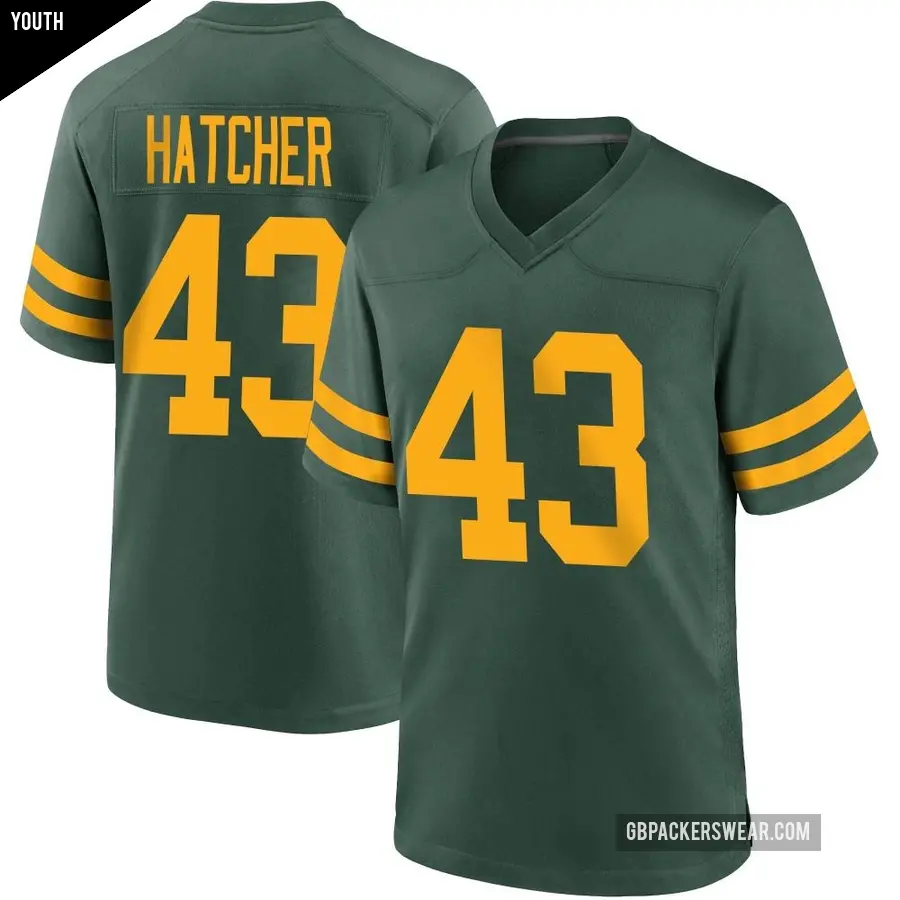 Youth Green Bay Packers ＃43 Broughton Hatcher Green Game Alternate Jersey