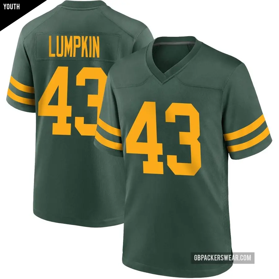 Youth Green Bay Packers ＃43 Johnny Lumpkin Green Game Alternate Jersey