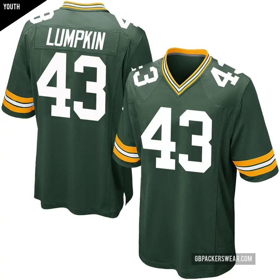 Youth Green Bay Packers ＃43 Johnny Lumpkin Green Game Team Color Jersey