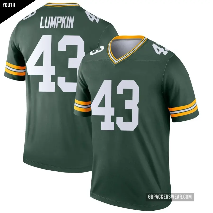 Youth Green Bay Packers ＃43 Johnny Lumpkin Green Legend Jersey