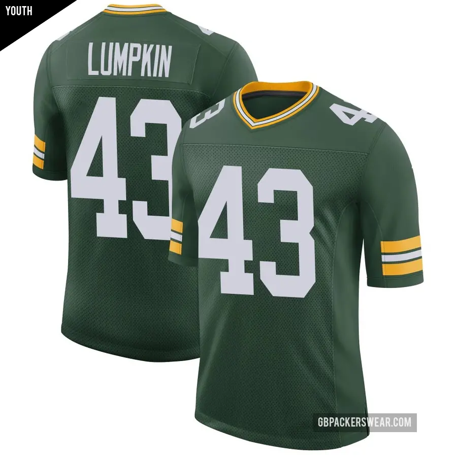 Youth Green Bay Packers ＃43 Johnny Lumpkin Green Limited Classic Jersey