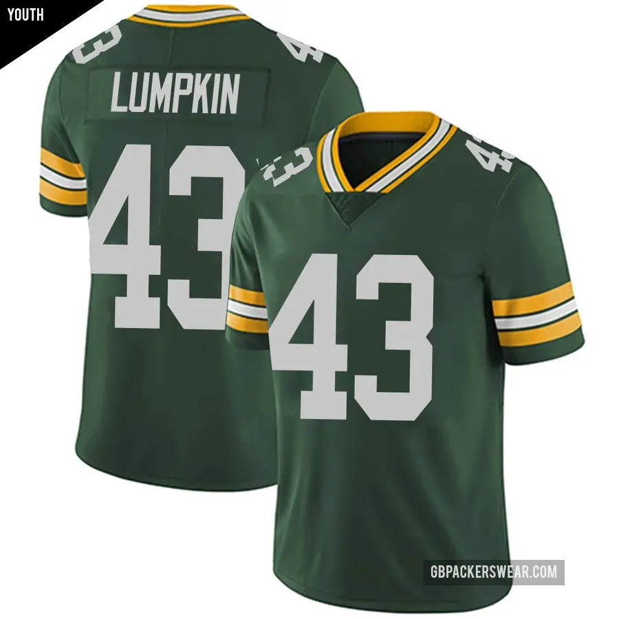 Youth Green Bay Packers ＃43 Johnny Lumpkin Green Limited Team Color Vapor Untouchable Jersey