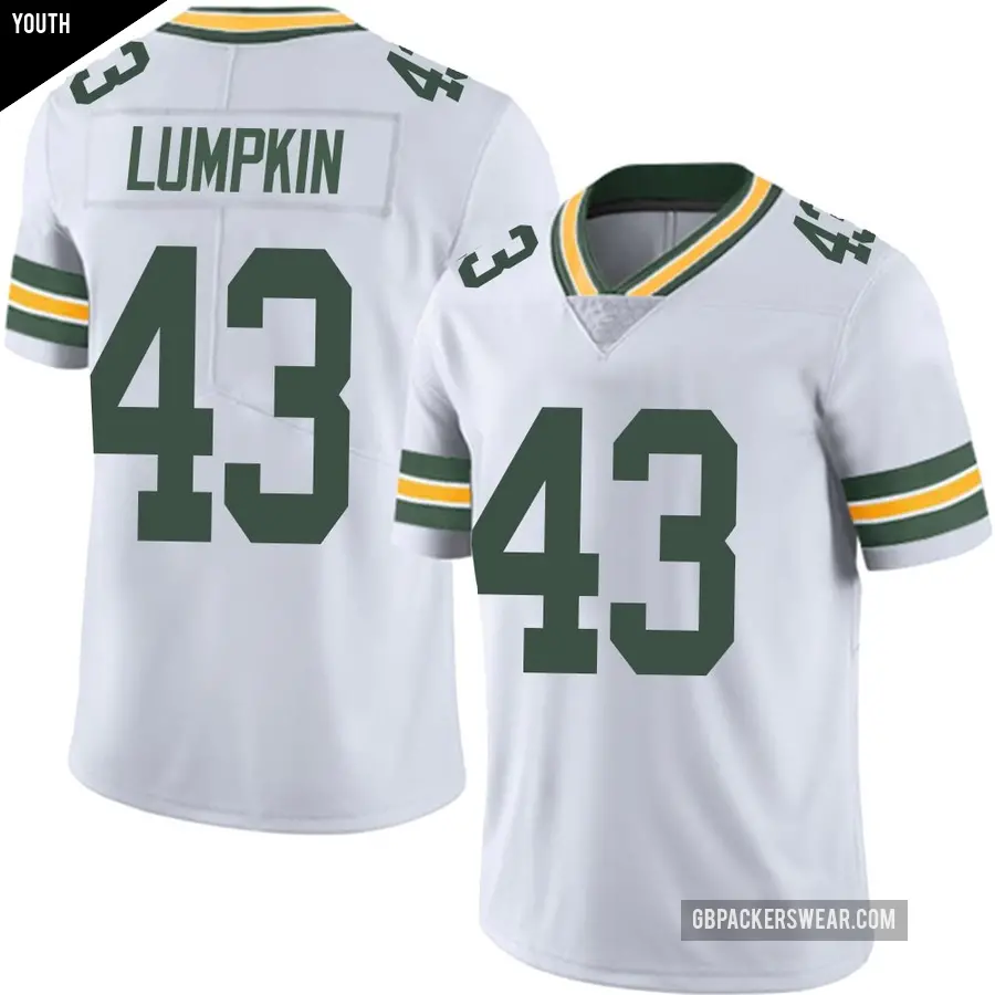 Youth Green Bay Packers ＃43 Johnny Lumpkin White Limited Vapor Untouchable Jersey