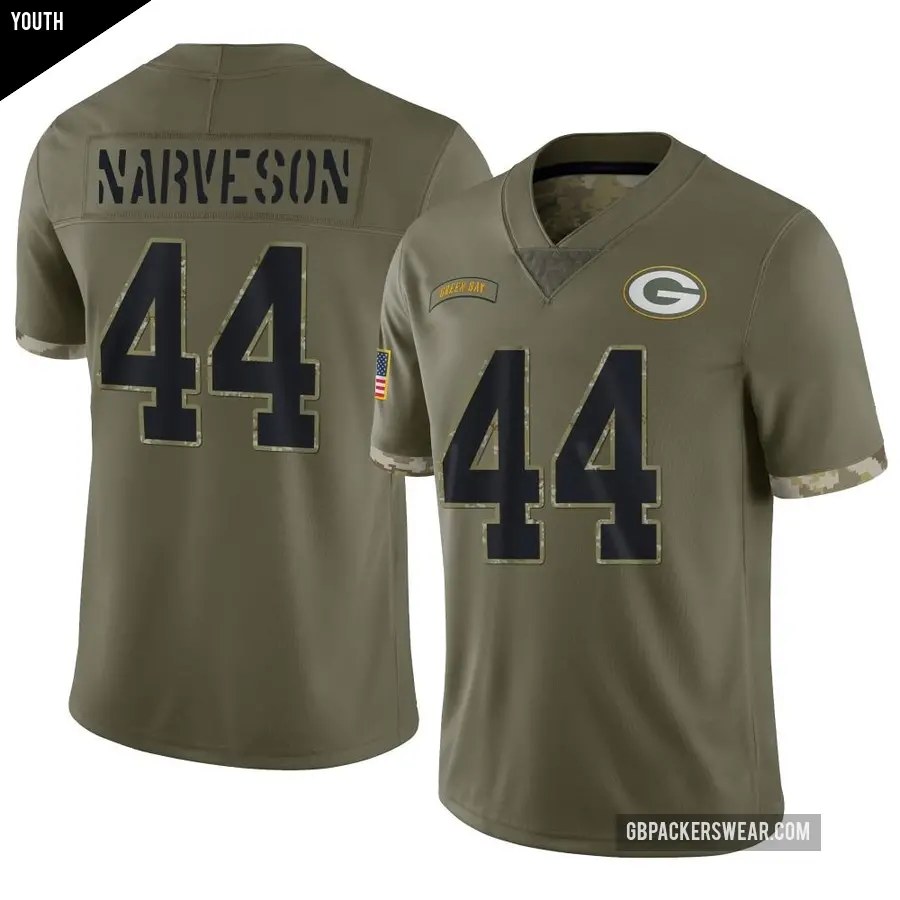 Youth Green Bay Packers ＃44 Brayden Narveson Olive Limited 2022 Salute To Service Jersey