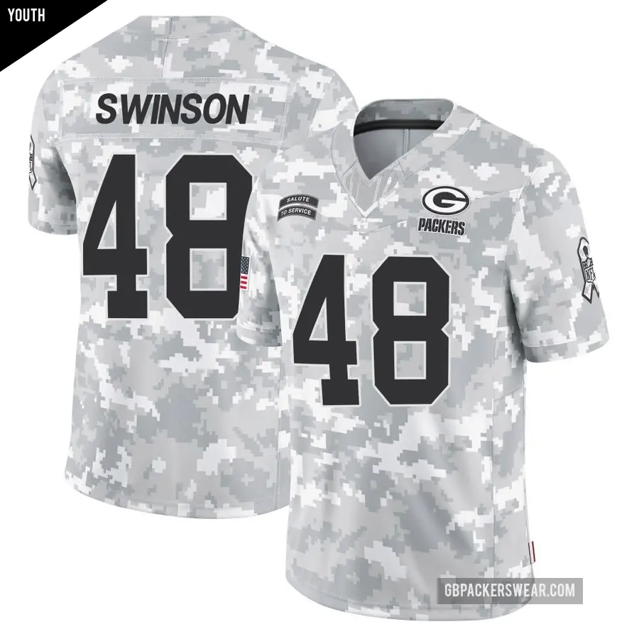Youth Green Bay Packers ＃48 Messiah Swinson Arctic Camo Limited 2024 Salute to Service Jersey
