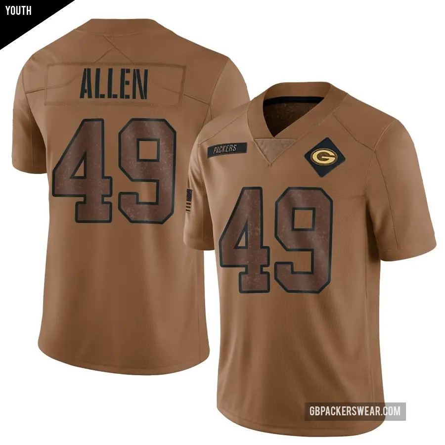 Youth Green Bay Packers ＃49 Austin Allen Brown Limited 2023 Salute To Service Jersey