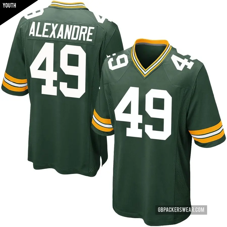 Youth Green Bay Packers ＃49 Deslin Alexandre Green Game Team Color Jersey