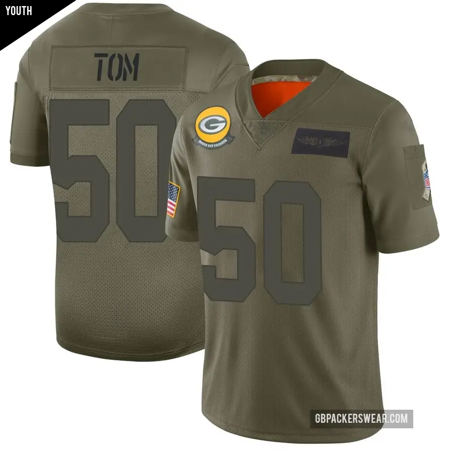 Youth Green Bay Packers ＃50 Zach Tom Camo Limited 2019 Salute to Service Jersey