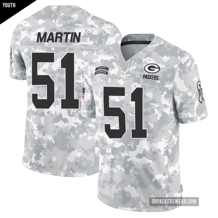 Youth Green Bay Packers ＃51 Jeremiah Martin Arctic Camo Limited 2024 Salute to Service Jersey