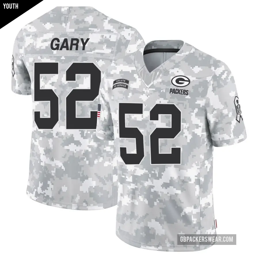 Youth Green Bay Packers ＃52 Rashan Gary Arctic Camo Limited 2024 Salute to Service Jersey