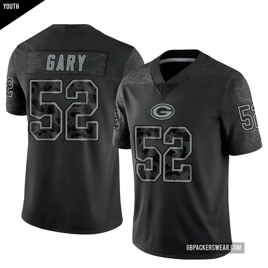 Youth Green Bay Packers ＃52 Rashan Gary Black Limited Reflective Jersey