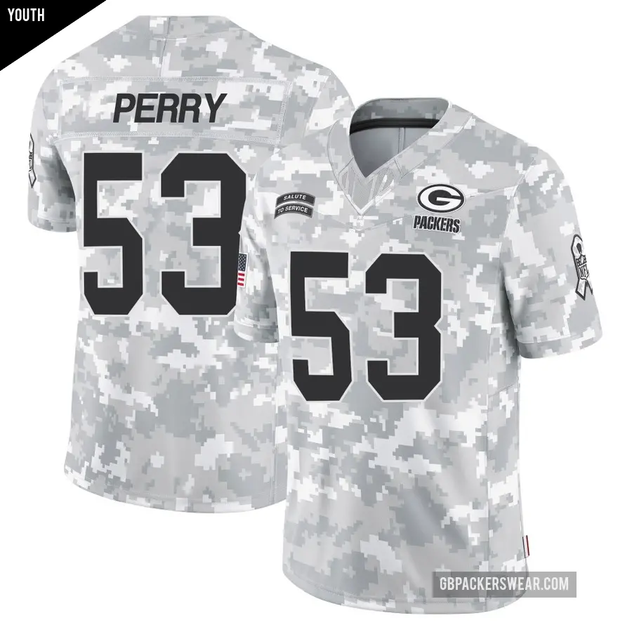 Youth Green Bay Packers ＃53 Nick Perry Arctic Camo Limited 2024 Salute to Service Jersey