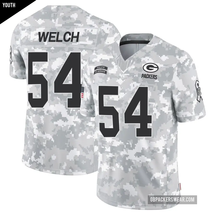 Youth Green Bay Packers ＃54 Kristian Welch Arctic Camo Limited 2024 Salute to Service Jersey