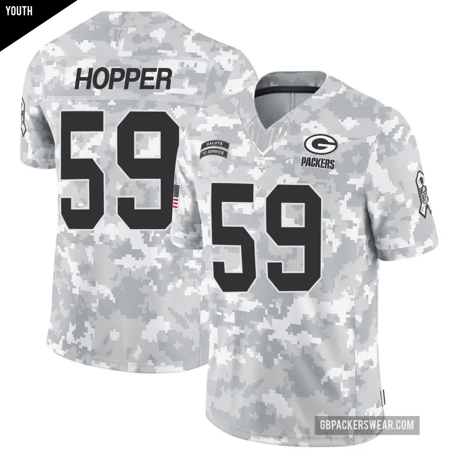 Youth Green Bay Packers ＃59 Ty'Ron Hopper Arctic Camo Limited 2024 Salute to Service Jersey