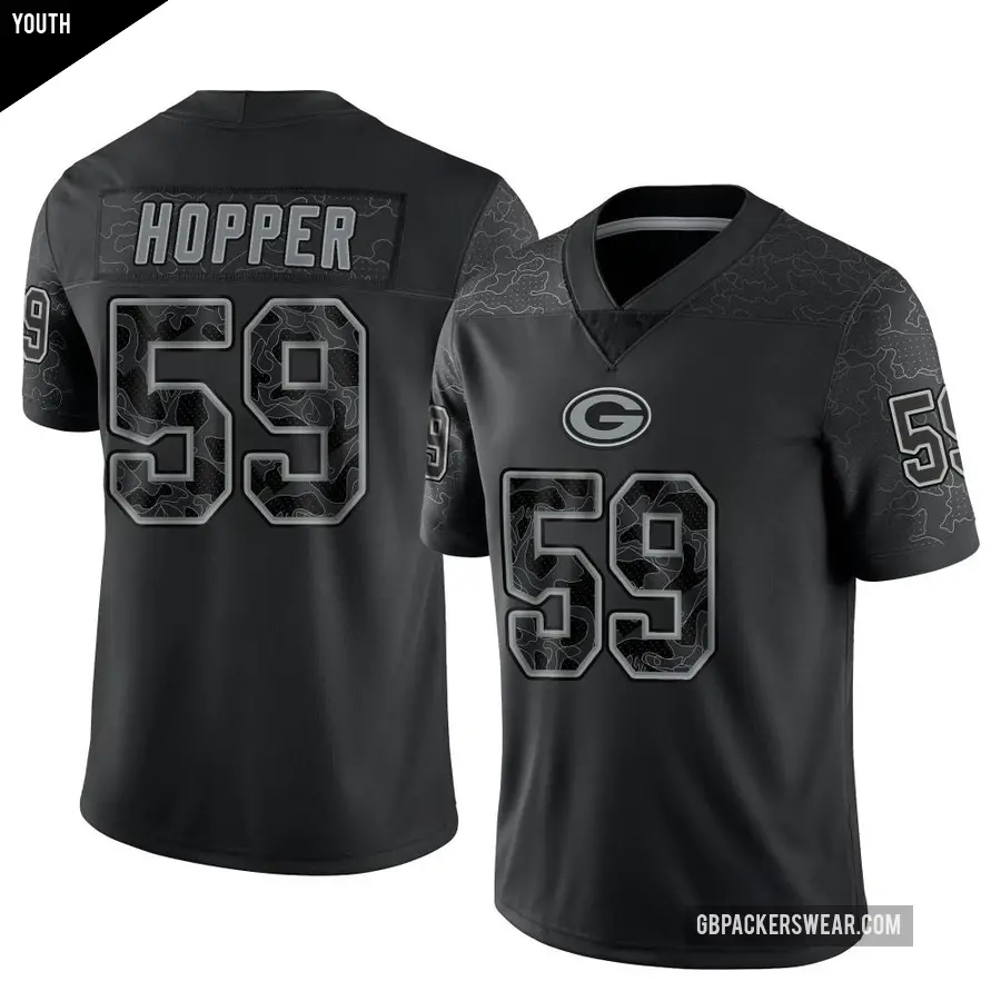 Youth Green Bay Packers ＃59 Ty'Ron Hopper Black Limited Reflective Jersey
