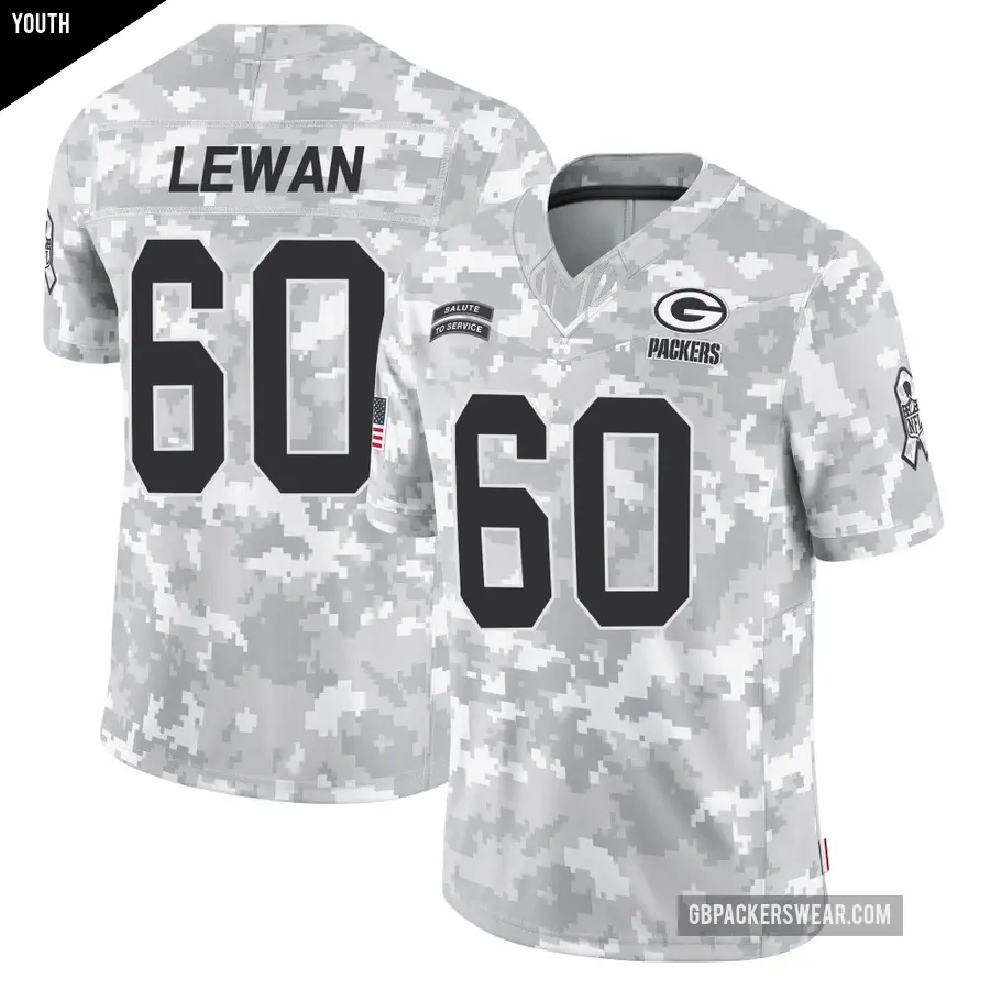 Youth Green Bay Packers ＃60 Jason Lewan Arctic Camo Limited 2024 Salute to Service Jersey