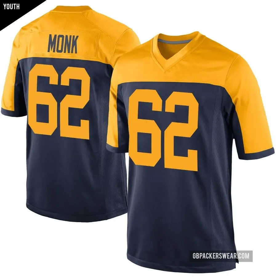Youth Green Bay Packers ＃62 Jacob Monk Navy Game Alternate Jersey