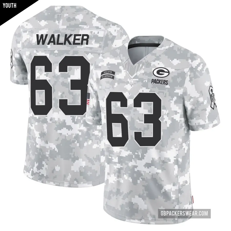 Youth Green Bay Packers ＃63 Rasheed Walker Arctic Camo Limited 2024 Salute to Service Jersey