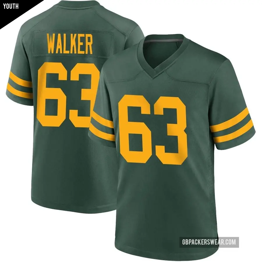 Youth Green Bay Packers ＃63 Rasheed Walker Green Game Alternate Jersey
