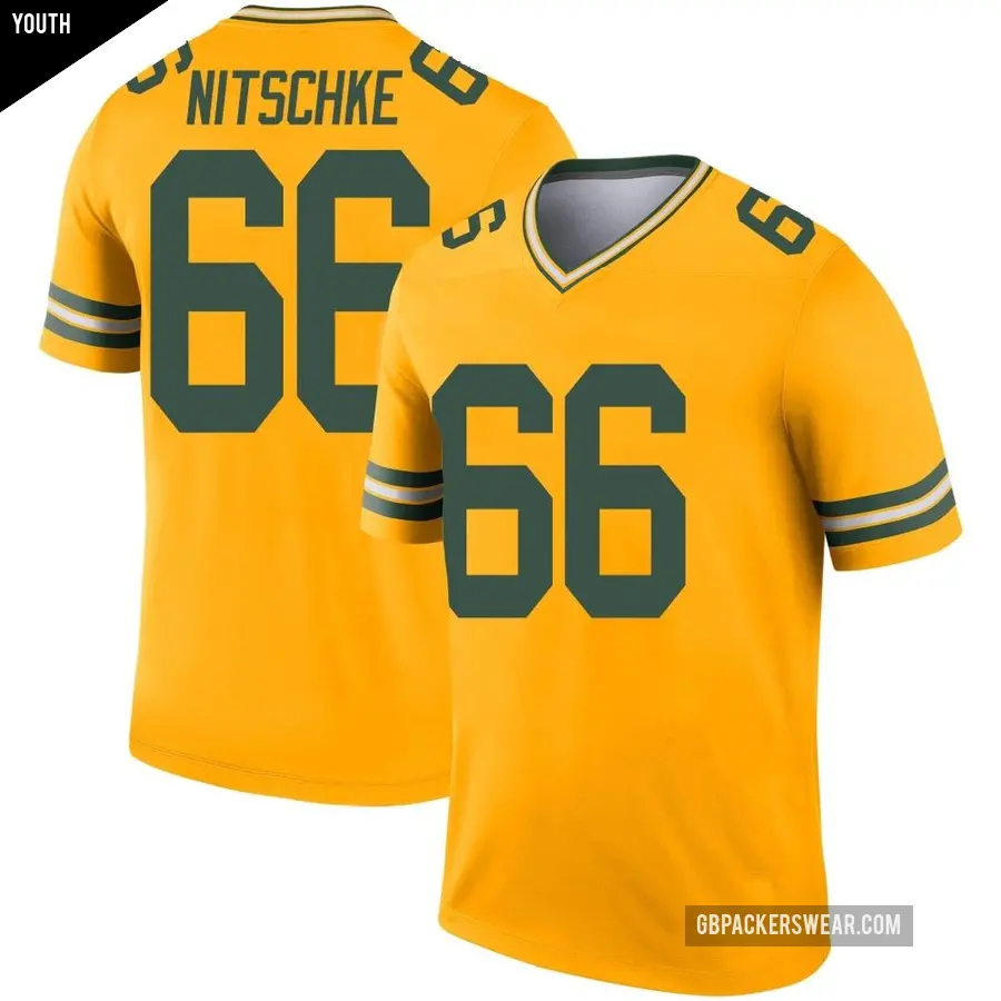 Youth Green Bay Packers ＃66 Ray Nitschke Gold Legend Inverted Jersey