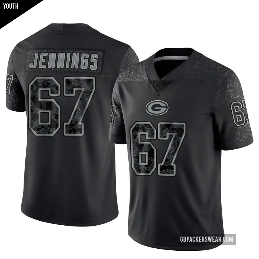 Youth Green Bay Packers ＃67 Donovan Jennings Black Limited Reflective Jersey
