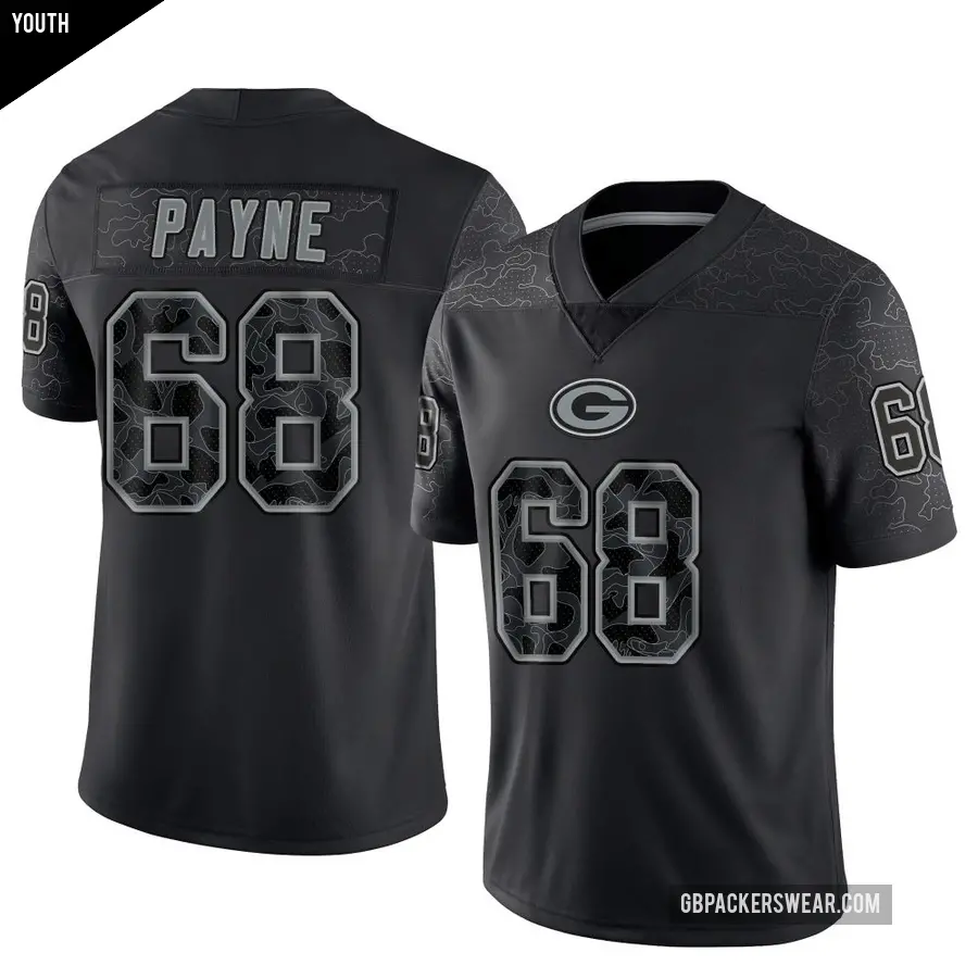 Youth Green Bay Packers ＃68 Leonard Payne Black Limited Reflective Jersey