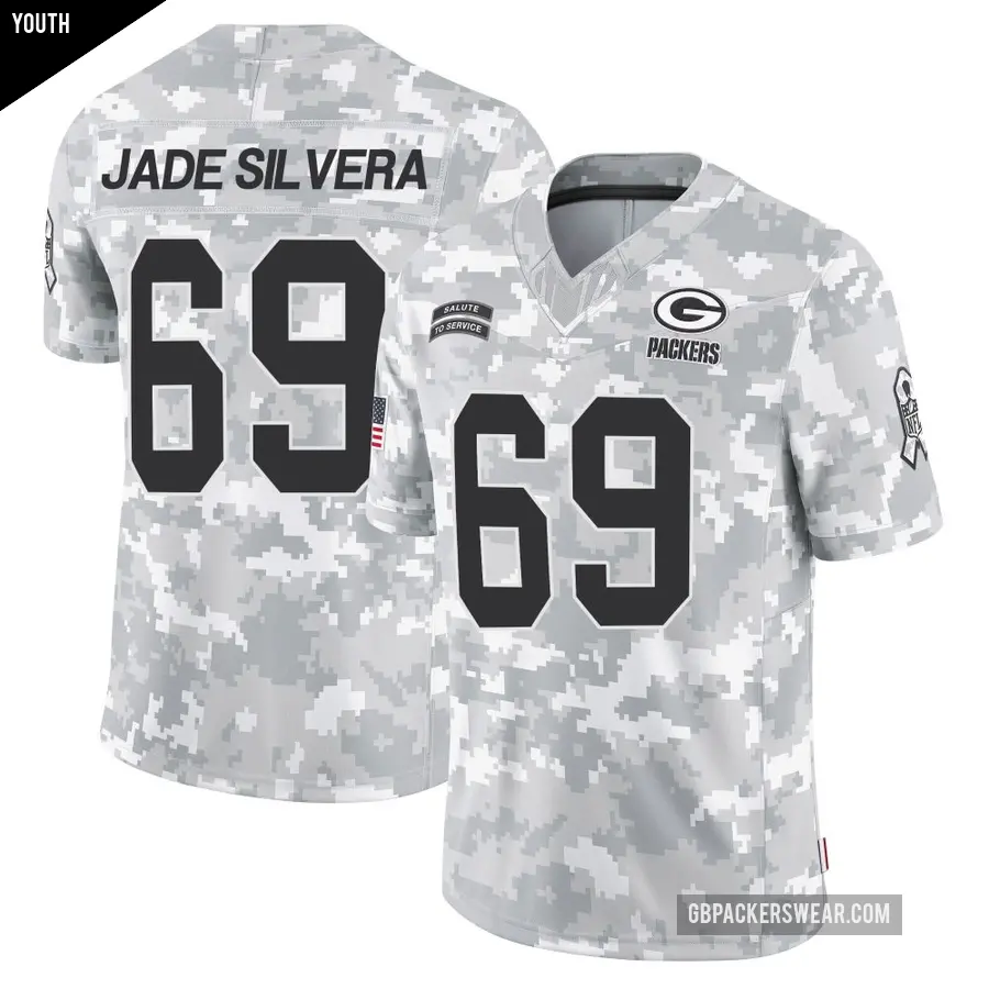 Youth Green Bay Packers ＃69 Nesta Jade Silvera Arctic Camo Limited 2024 Salute to Service Jersey