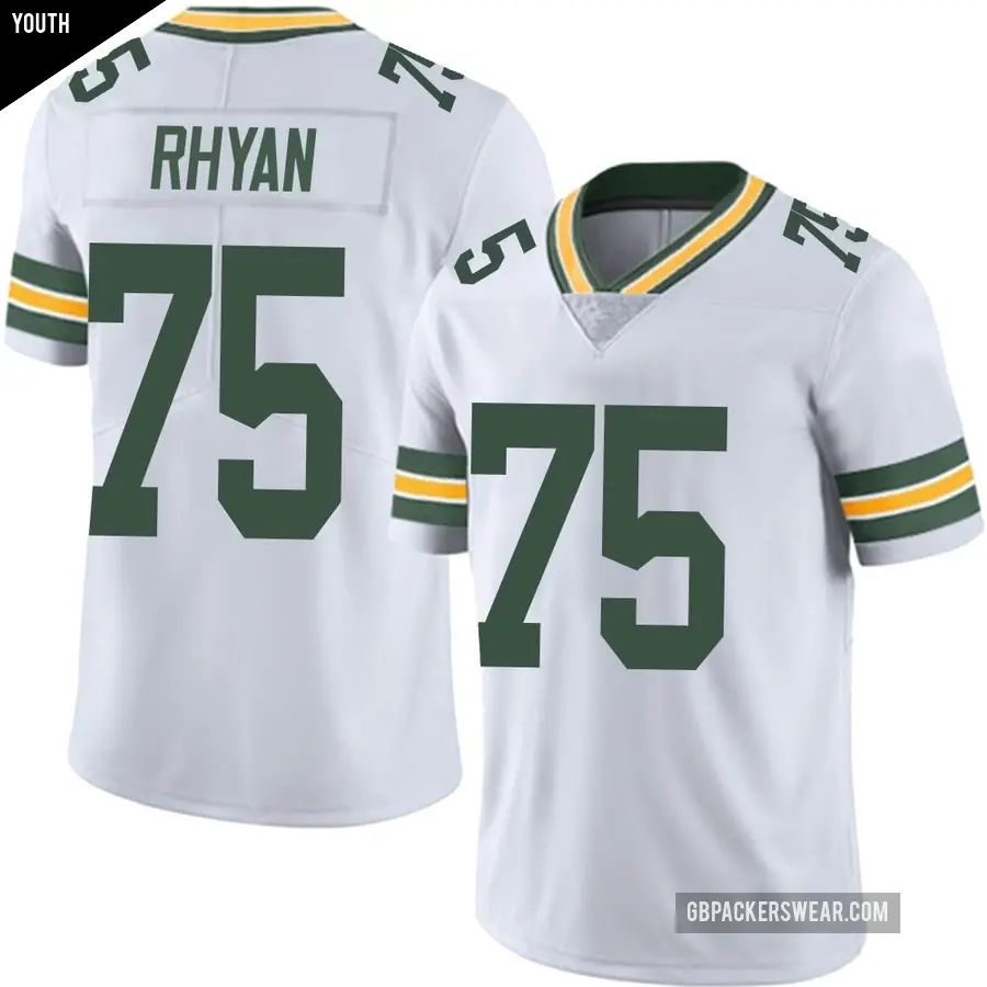 Youth Green Bay Packers ＃75 Sean Rhyan White Limited Vapor Untouchable Jersey
