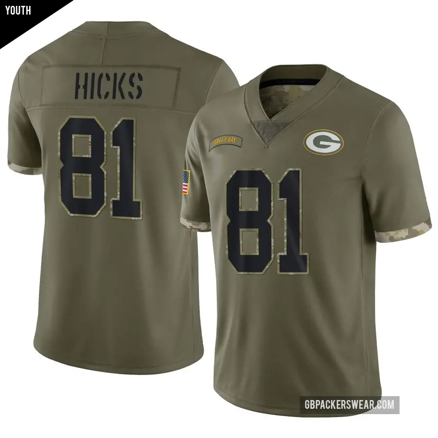 Youth Green Bay Packers ＃81 Julian Hicks Olive Limited 2022 Salute To Service Jersey
