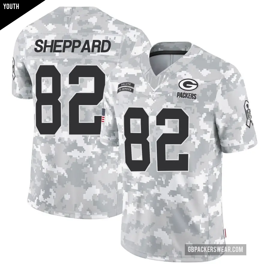 Youth Green Bay Packers ＃82 Will Sheppard Arctic Camo Limited 2024 Salute to Service Jersey