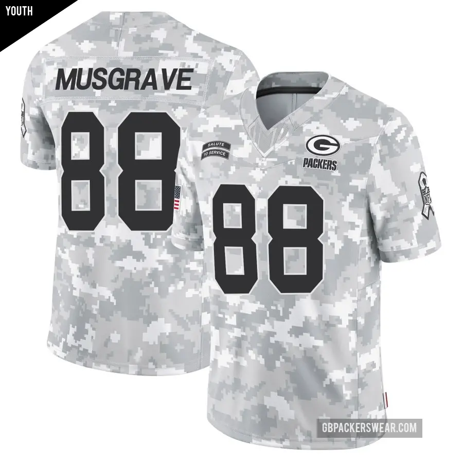 Youth Green Bay Packers ＃88 Luke Musgrave Arctic Camo Limited 2024 Salute to Service Jersey