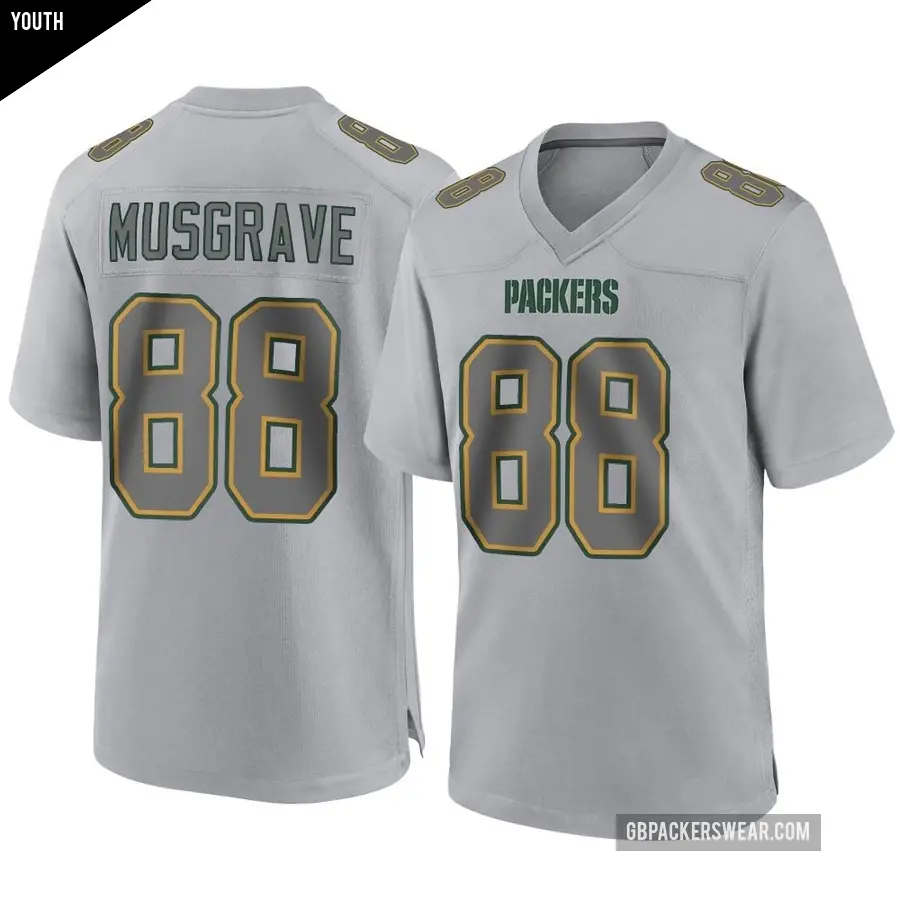 Youth Green Bay Packers ＃88 Luke Musgrave Gray Game Atmosphere Fashion Jersey