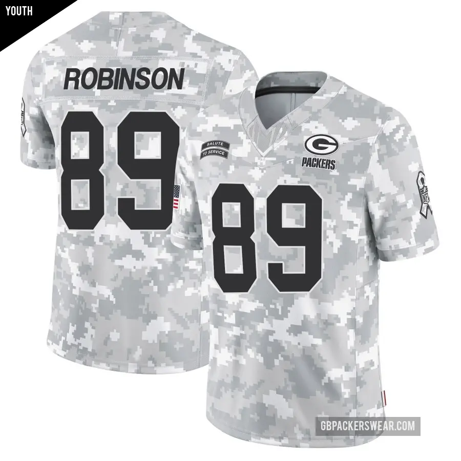 Youth Green Bay Packers ＃89 Dave Robinson Arctic Camo Limited 2024 Salute to Service Jersey