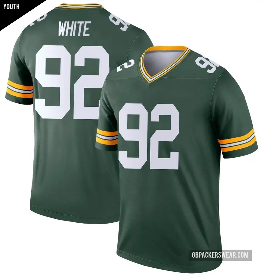Youth Green Bay Packers ＃92 Reggie White Green Legend Jersey