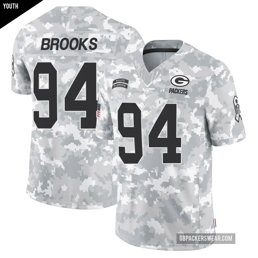 Youth Green Bay Packers ＃94 Karl Brooks Arctic Camo Limited 2024 Salute to Service Jersey